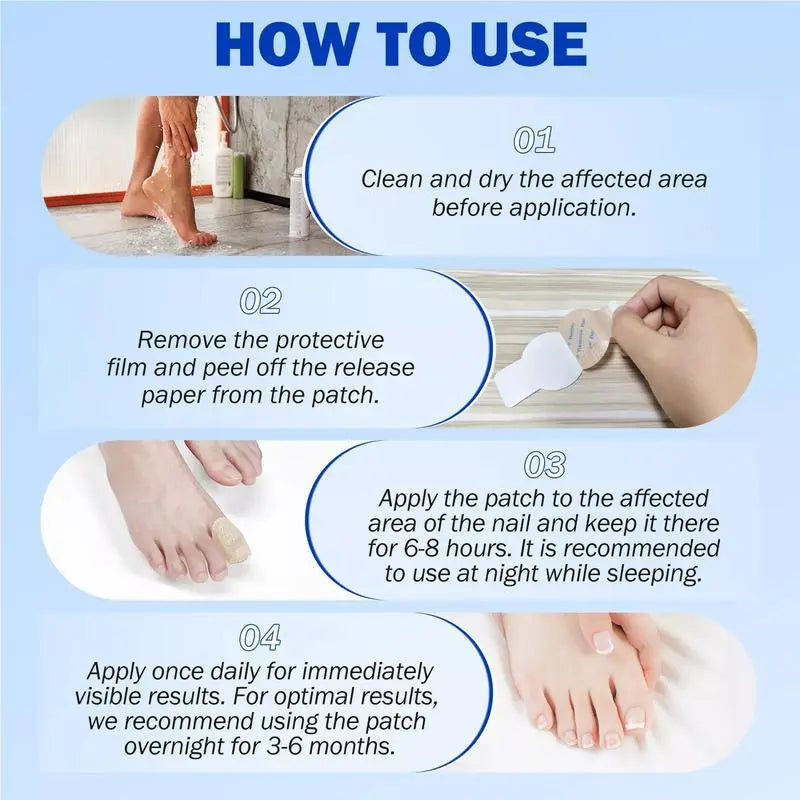 Four-step instructions for applying the nail care patches