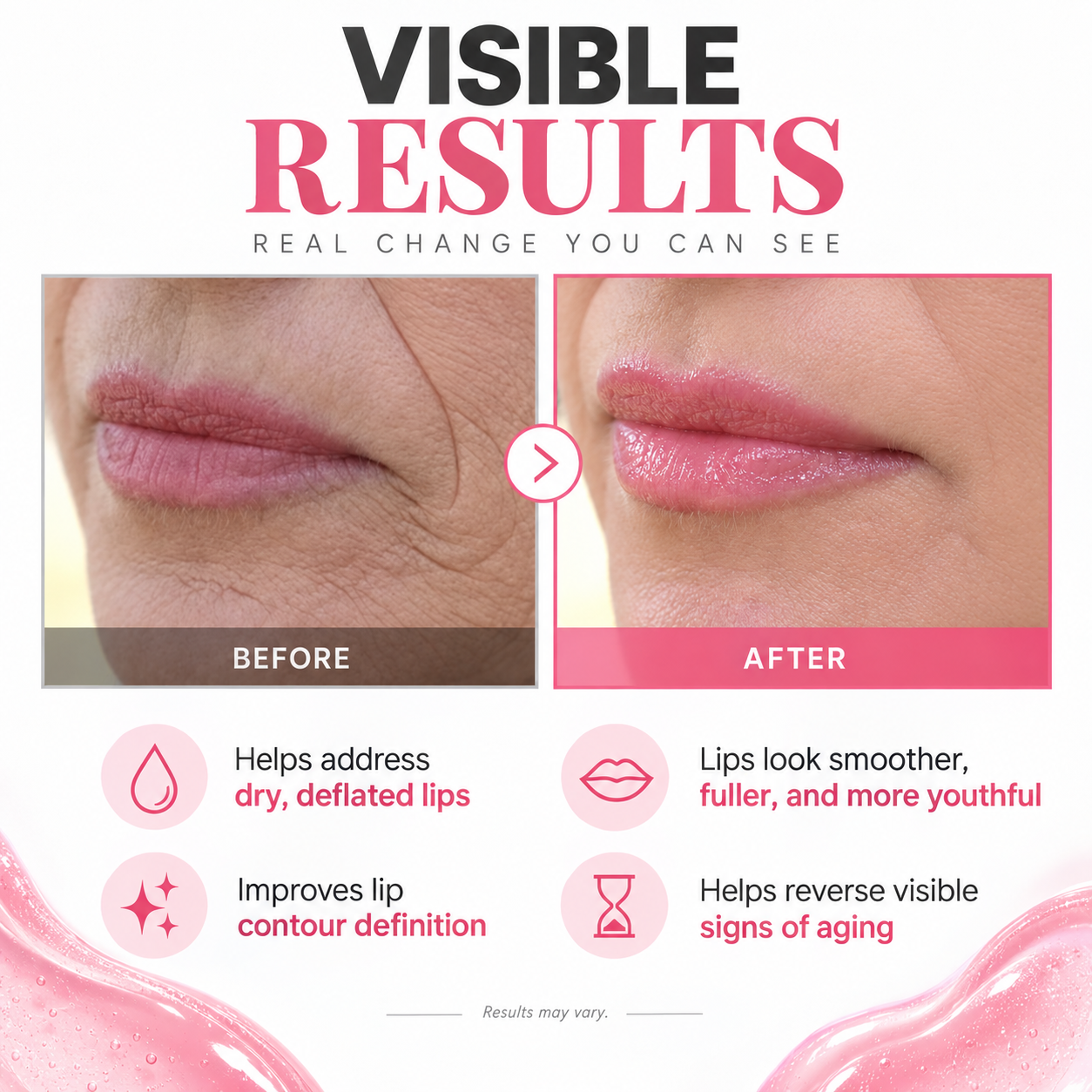 HZA Peptide Glossy Lip Balm before and after