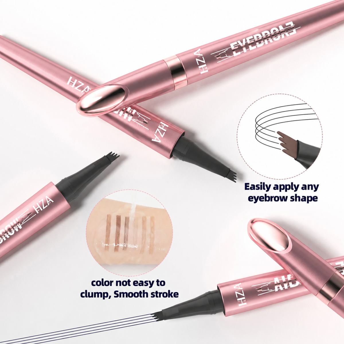 HZA 4-Tip Microblading Eyebrow Pen – Create Natural Hair-Like Brows in Seconds