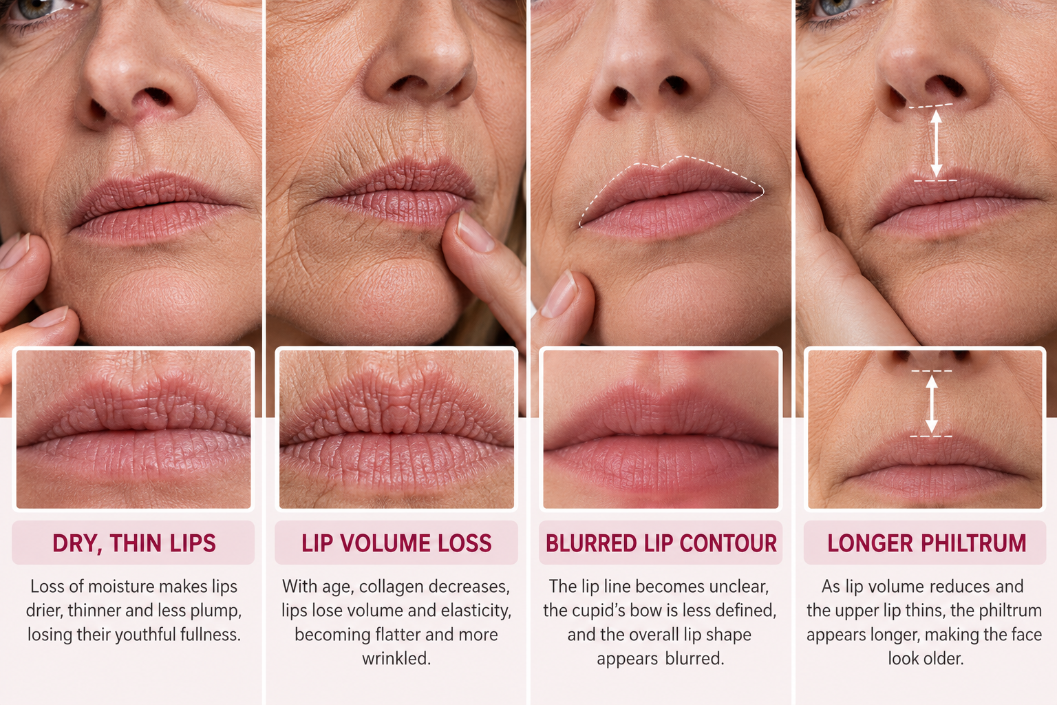 Visible signs of aging lips