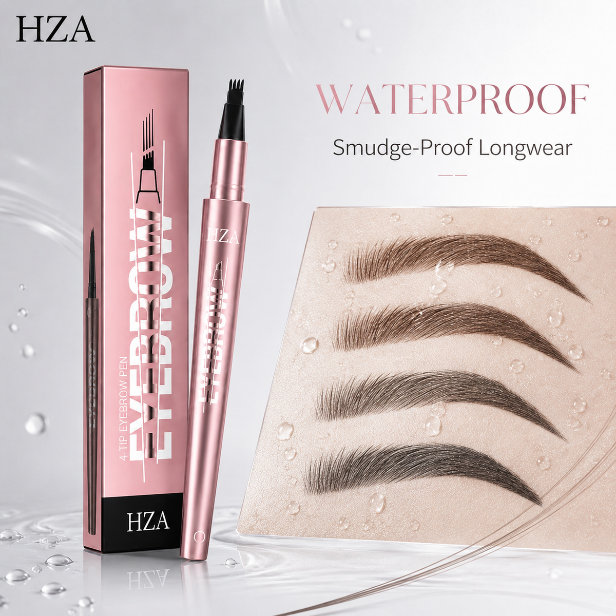 HZA 4-Tip Microblading Eyebrow Pen – Create Natural Hair-Like Brows in Seconds