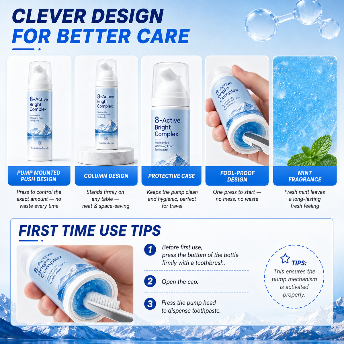 [Professional Grade] Niacinamide Foaming Toothpaste 8X