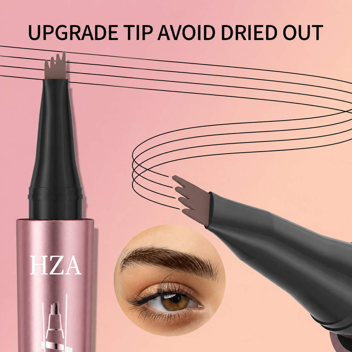 HZA 4-Tip Microblading Eyebrow Pen – Create Natural Hair-Like Brows in Seconds