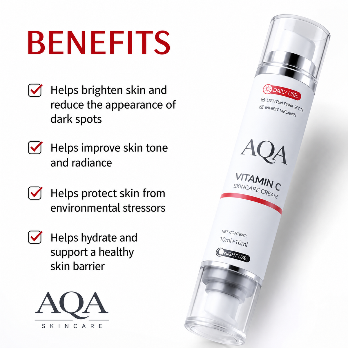 ☁️Vitamin C + 5% Niacinamide Brightening Serum, Dual Chamber Dark Spot Corrector