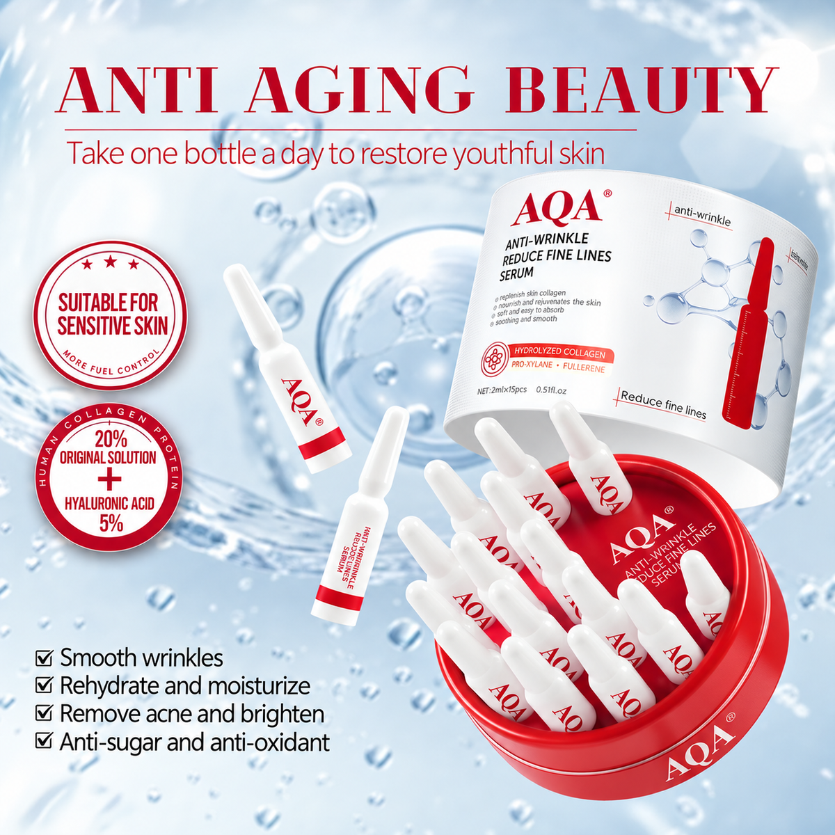 AQA anti-aging beauty serum poster