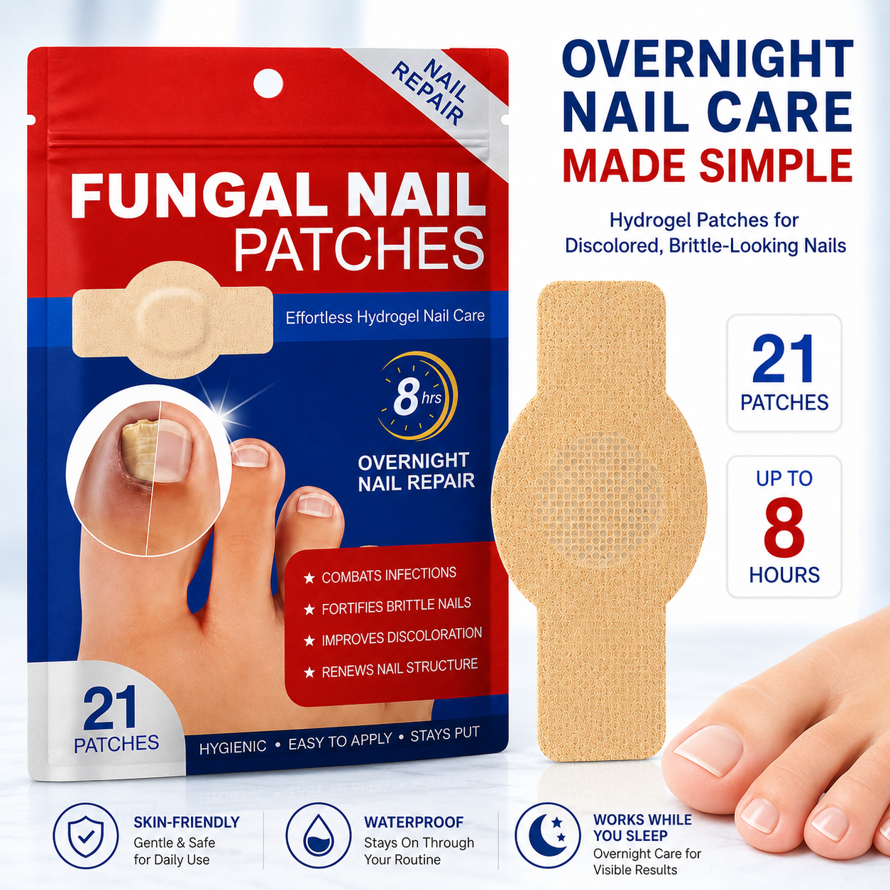 Velmiorae 21-count overnight nail care patch pack and patch