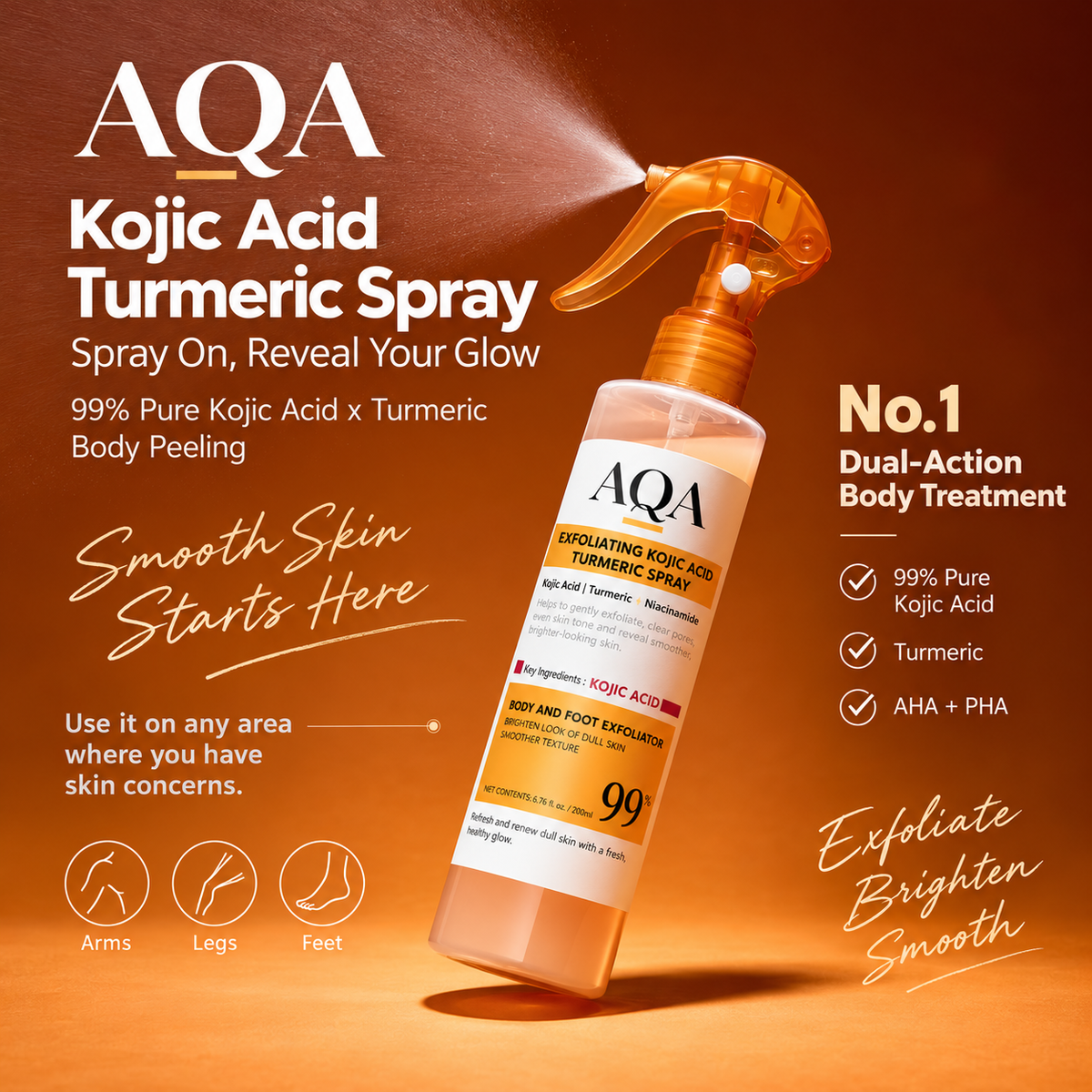 AQA Keratin Care Kojic Acid & Turmeric Exfoliating Body Spray 200ml